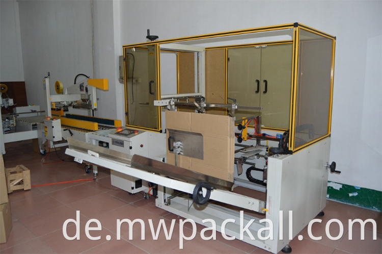 Carton Box Erector Machine Vollautomatische Karton -Eektor -Produktionsmaschine mit Bodenklebebanddichtung
